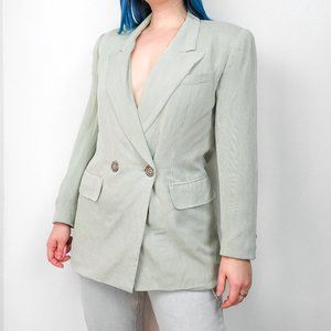 Vintage 80s/90s Sage Green Pinstripe Blazer Jacket
